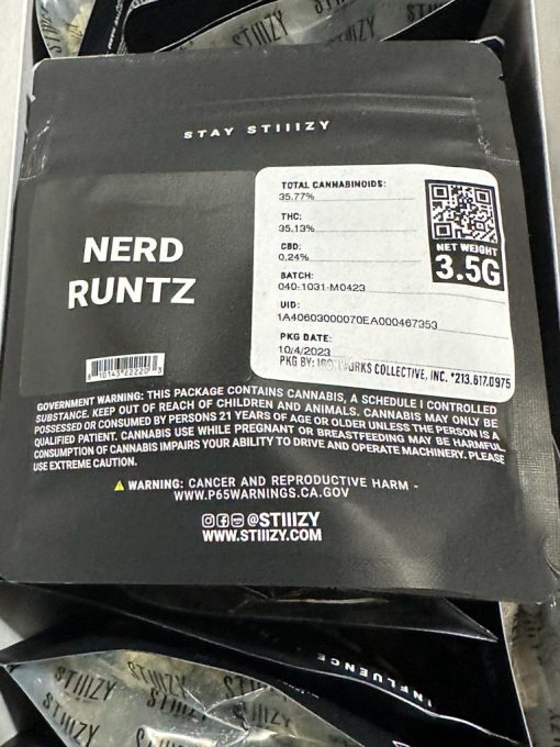 NERD RUNTZ 3.5g STIIIZY 35%THC BLACK LABEL
