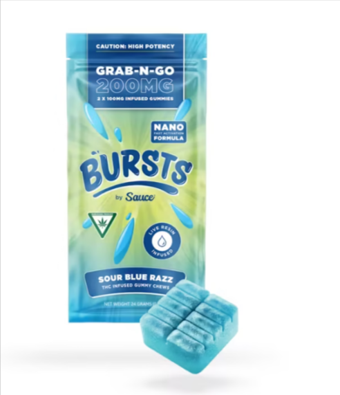 Sauce BURSTS – Sour Blue Razz – 800MG Live Resin Infused Gummies